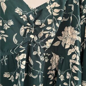 Floral Green and White Dress